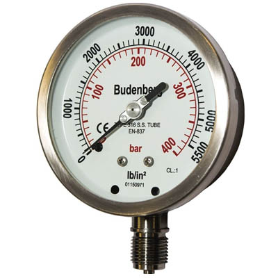 Pressure Gauge 100MM 1 Bar 3/8inch BSP Bottom Connection