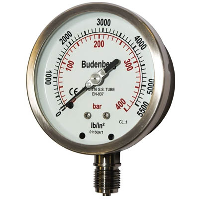 Pressure Gauge 100MM 4 Bar 1/2 inch NPT Bottom Connection